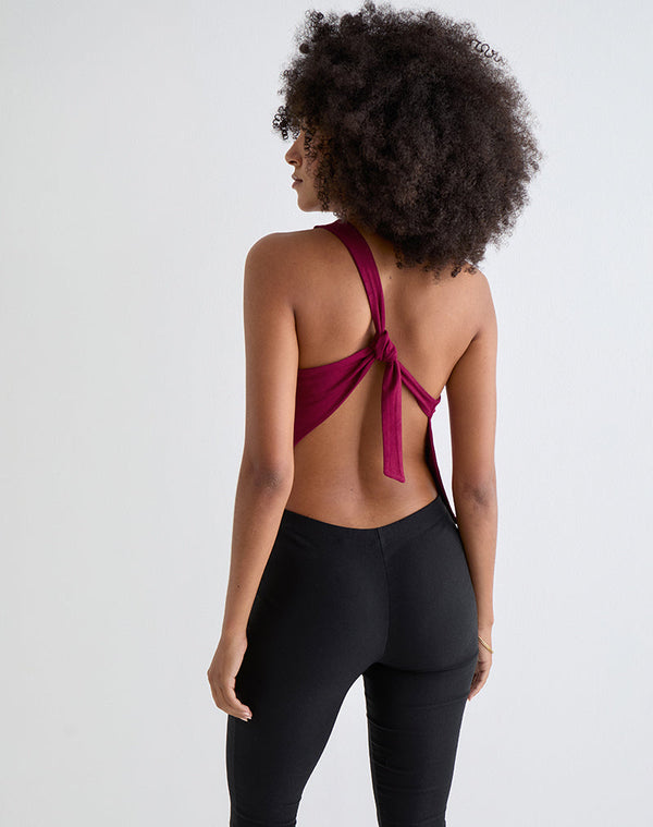 Motel Rocks Klazari Top In Rayon Jersey Burgundy