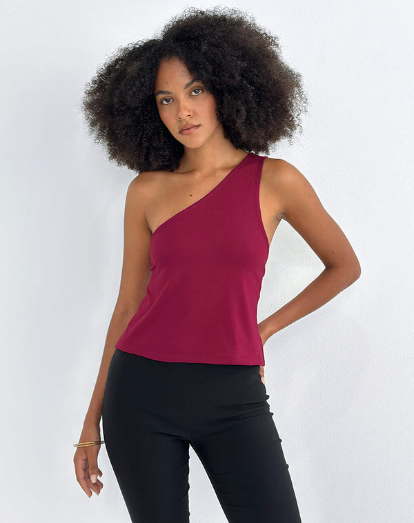 Motel Rocks Klazari Top In Rayon Jersey Burgundy