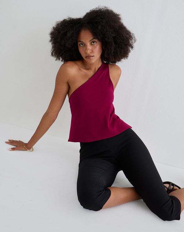 motel rocks Klazari Top in Rayon Jersey Burgundy