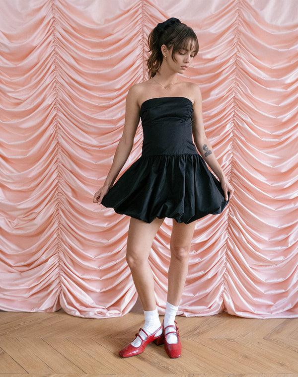 Motel Rocks Krayofa Puffball Mini Dress In Black