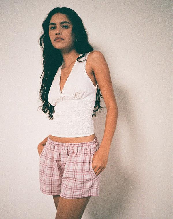 Motel Rocks Laboxe Short In Basic Tartan Pink