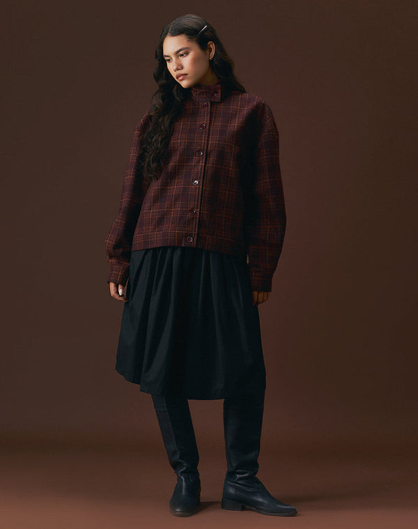Motel Rocks Lastika Jacket In Check Dark Burgundy