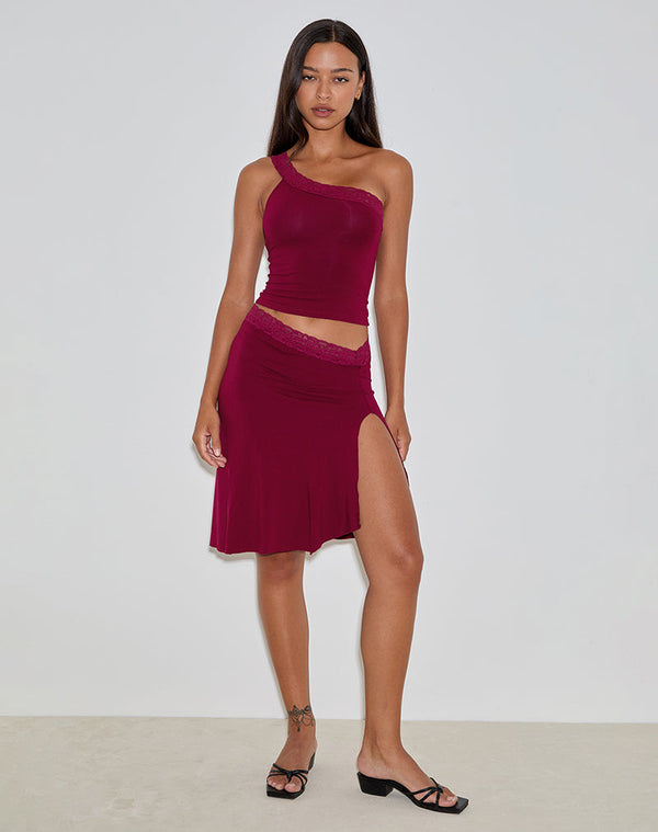 Motel Rocks Laudine Midi Skirt In Burgundy