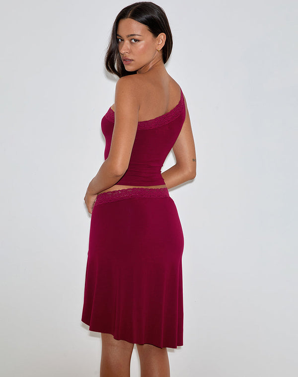 Motel Rocks Laudine Midi Skirt In Burgundy
