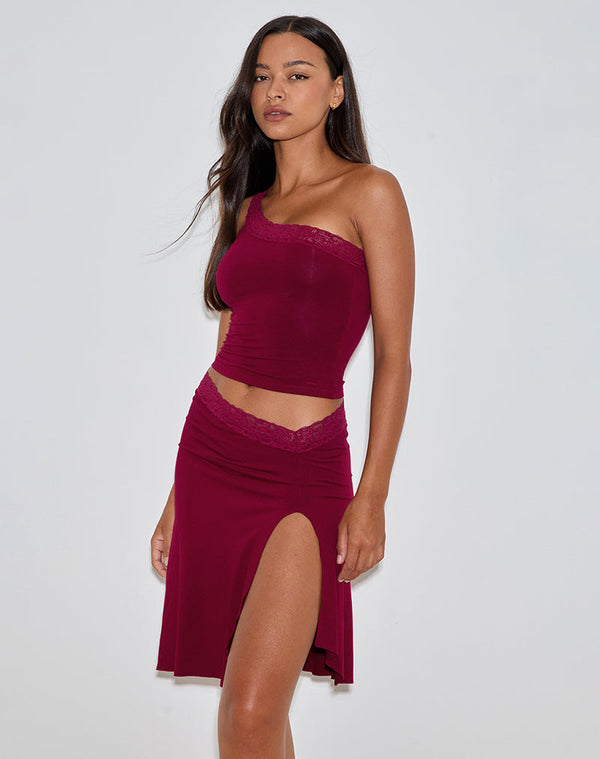motel rocks Laudine Midi Skirt in Burgundy