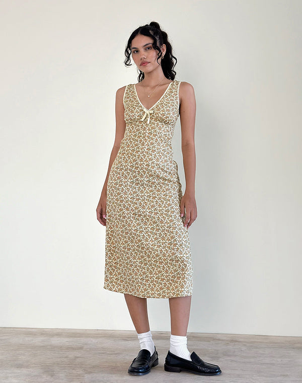 motel rocks Lavisha Midi Dress in Washed Ditsy