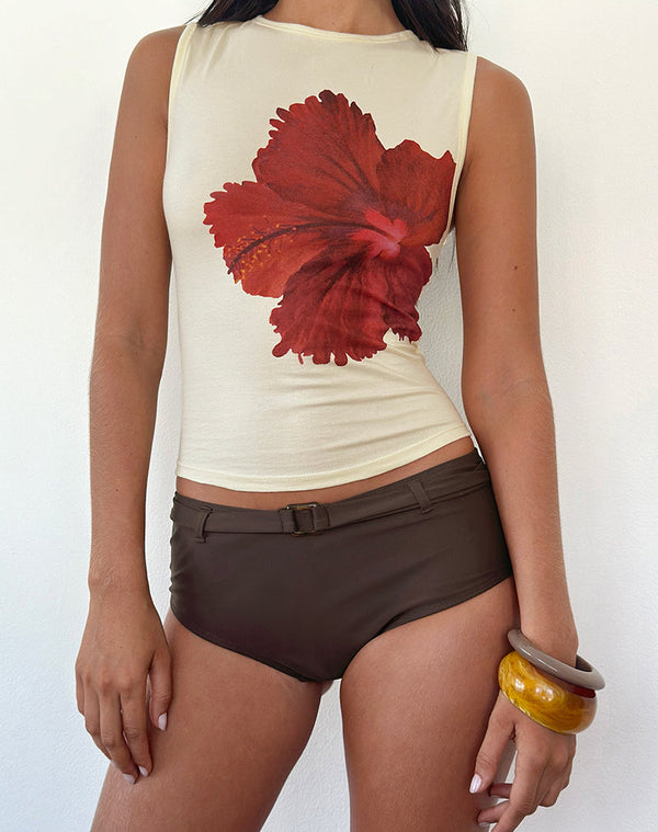 Motel Rocks Leen Vest Top In Hibiscus Buttermilk