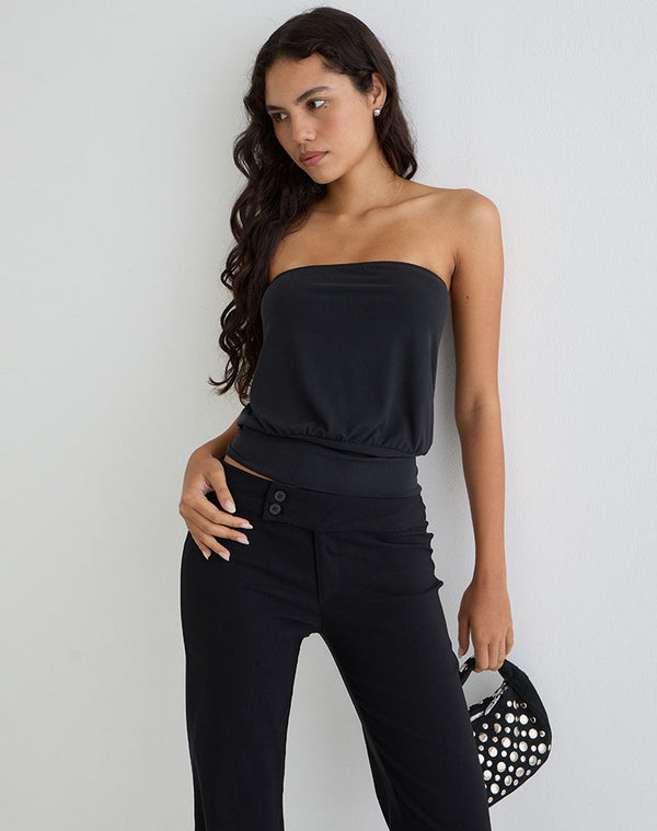 Motel Rocks Leocadia Bandeau Top In Cupro Black