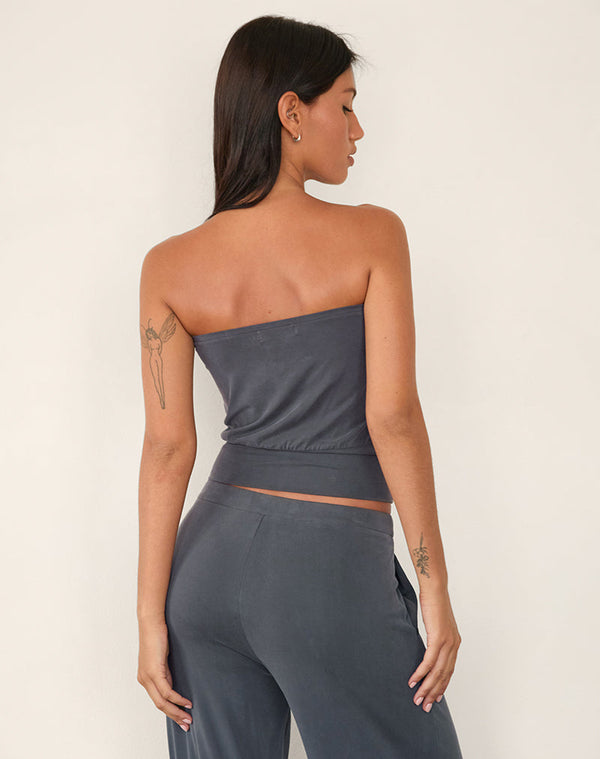 Motel Rocks Leocadia Bandeau Top In Dark Grey