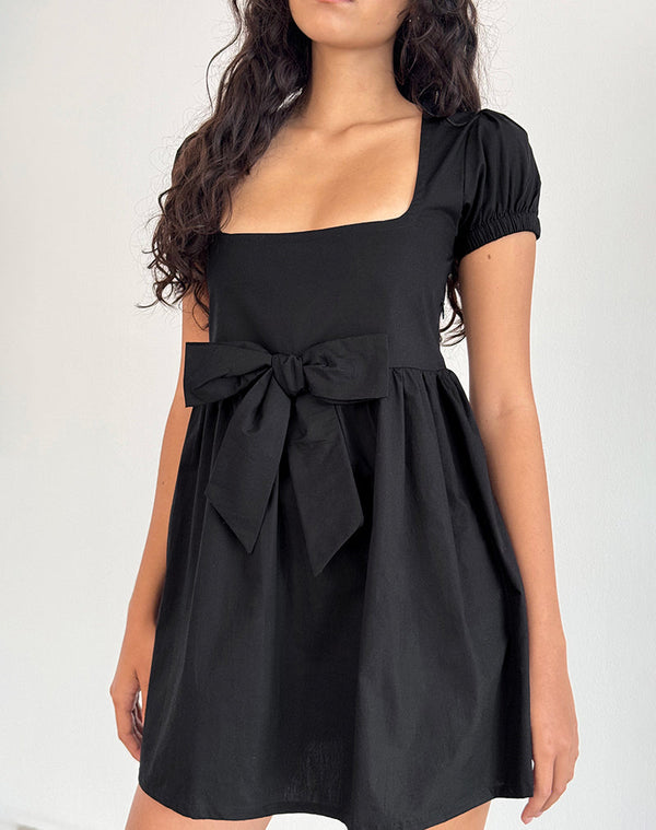 Motel Rocks Leshiana Mini Dress In Poplin Black