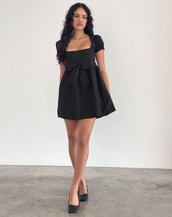 Motel Rocks Leshiana Mini Dress In Poplin Black