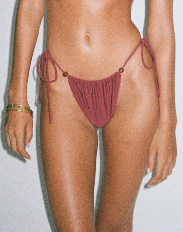 Motel Rocks Leyna Beaded Bikini Bottom In Burgundy