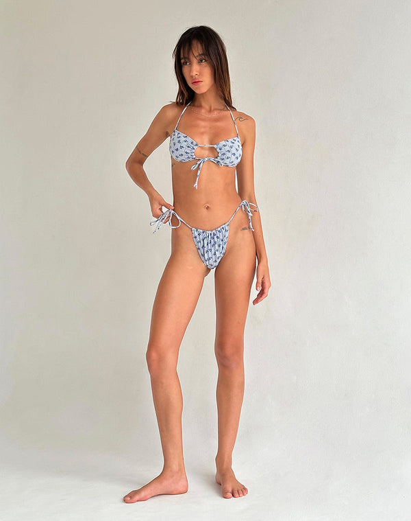 Motel Rocks Leyna Bikini Bottom In Floral Stripe