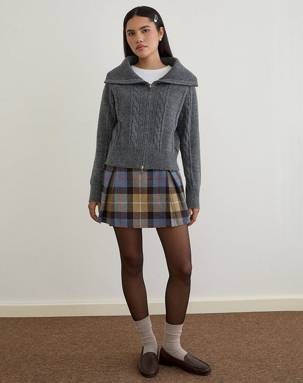 Motel Rocks Lilena Zip Jumper In Knit Dark Shadow
