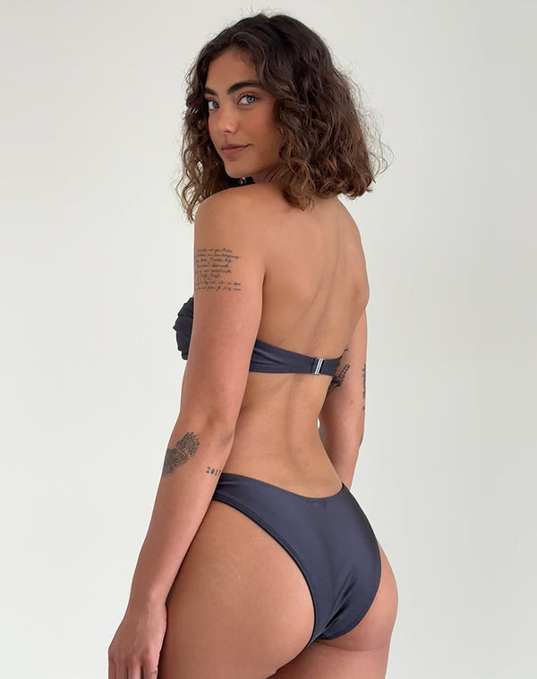 Motel Rocks Linda Twist Bikini Top In Dark Grey