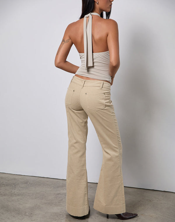 Motel Rocks Lintira Slim Leg Trouser In Twill Sand