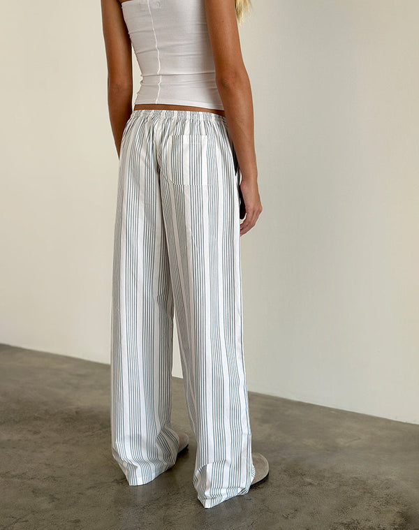 Motel Rocks Lirura Trouser In Vertical Grey Stripe
