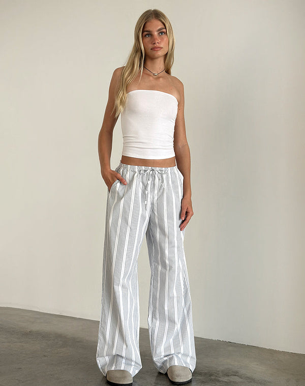 Motel Rocks Lirura Trouser In Vertical Grey Stripe