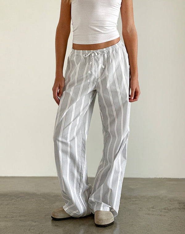 motel rocks Lirura Trouser in Vertical Grey Stripe