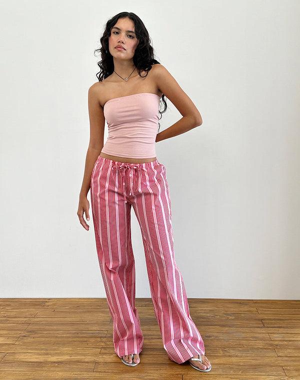 Motel Rocks Lirura Trouser In Vertical Red Stripe