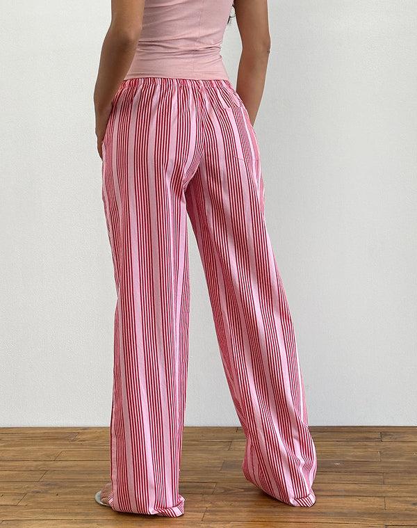 Motel Rocks Lirura Trouser In Vertical Red Stripe