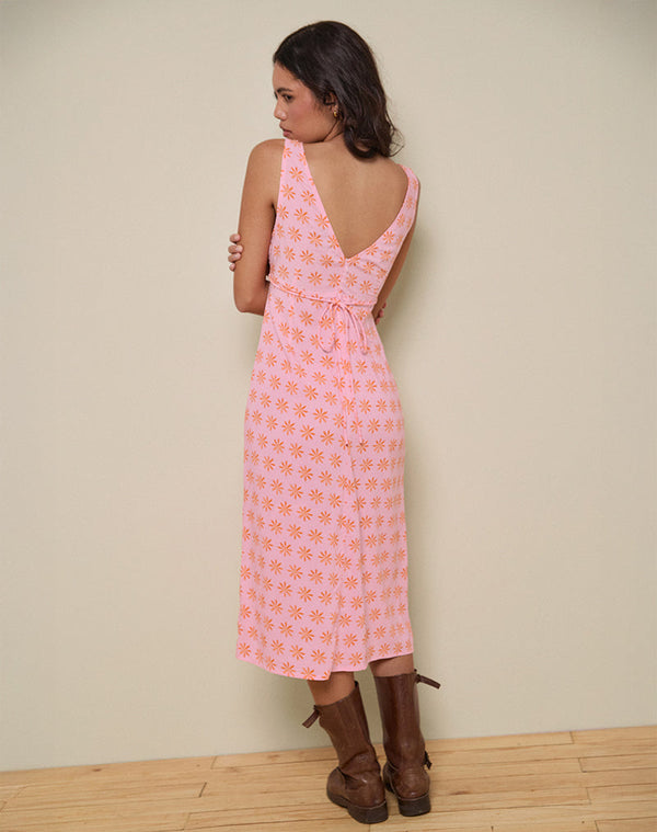 Motel Rocks Lisheva Midi Dress In Tile Flower Pink
