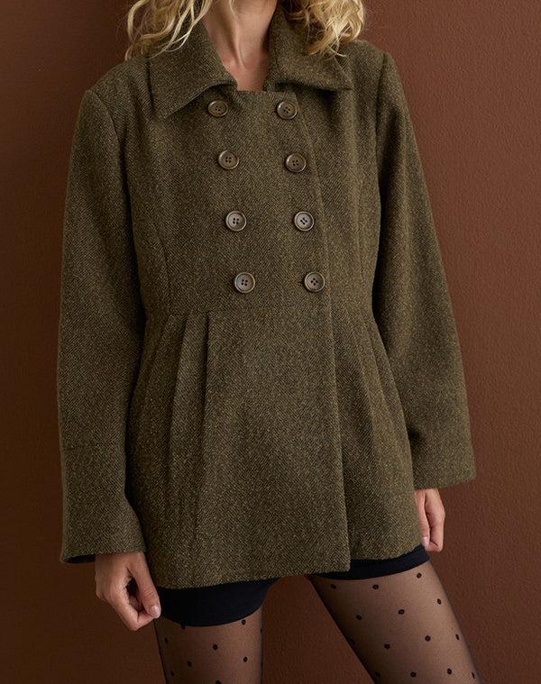 Motel Rocks Locarti Coat In Herringbone Olive