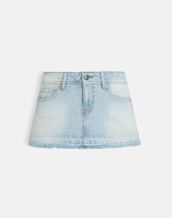 motel rocks Low Rise Denim Mini Skirt in Icy Blue