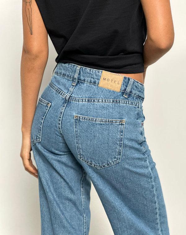Motel Rocks Low Rise Parallel Jeans In Blue Stone