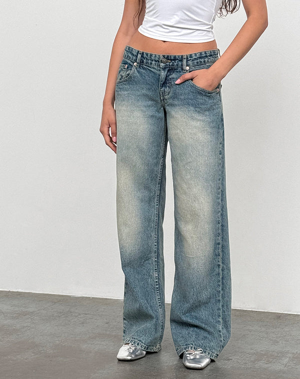 motel rocks Low Rise Parallel Jeans In Dirty Blue