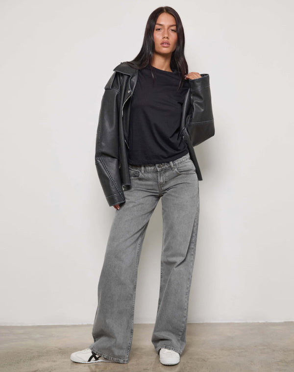 Motel Rocks Low Rise Parallel Jeans In Grey Wash