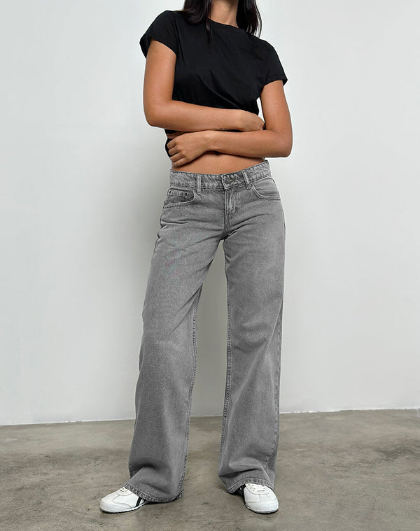 motel rocks Low Rise Parallel Jeans in Grey Wash