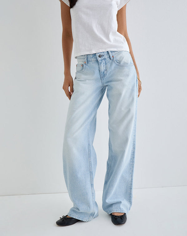 Motel Rocks Low Rise Parallel Jeans In Icy Blue