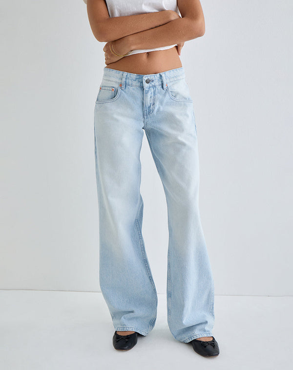 motel rocks Low Rise Parallel Jeans in Icy Blue
