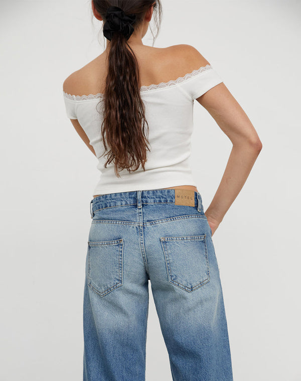 Motel Rocks Low Rise Parallel Jeans In Powder Blue