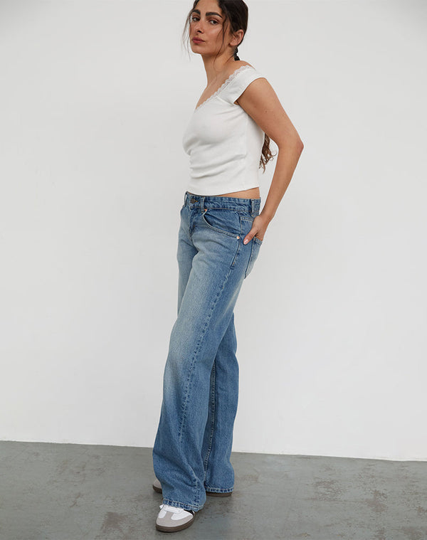 Motel Rocks Low Rise Parallel Jeans In Powder Blue