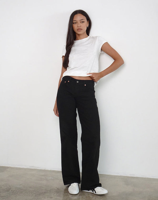 Motel Rocks Low Rise Parallel Jeans In Rinse Black