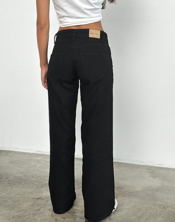 Motel Rocks Low Rise Parallel Jeans In Rinse Black