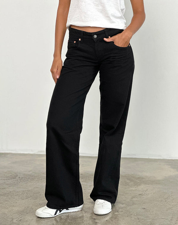 motel rocks Low Rise Parallel Jeans in Rinse Black