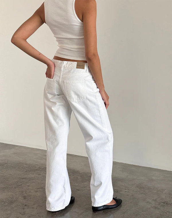 Motel Rocks Low Rise Parallel Jeans In True White