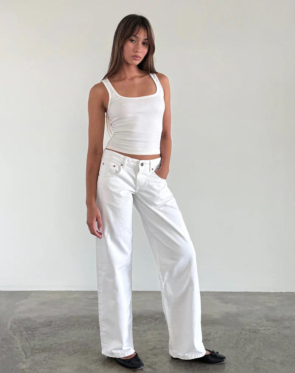 Motel Rocks Low Rise Parallel Jeans In True White