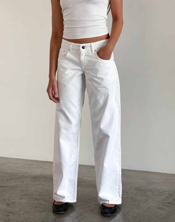 motel rocks Low Rise Parallel Jeans in True White
