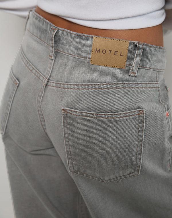 Motel Rocks Low Rise Roomy Jeans In Bleach Grey