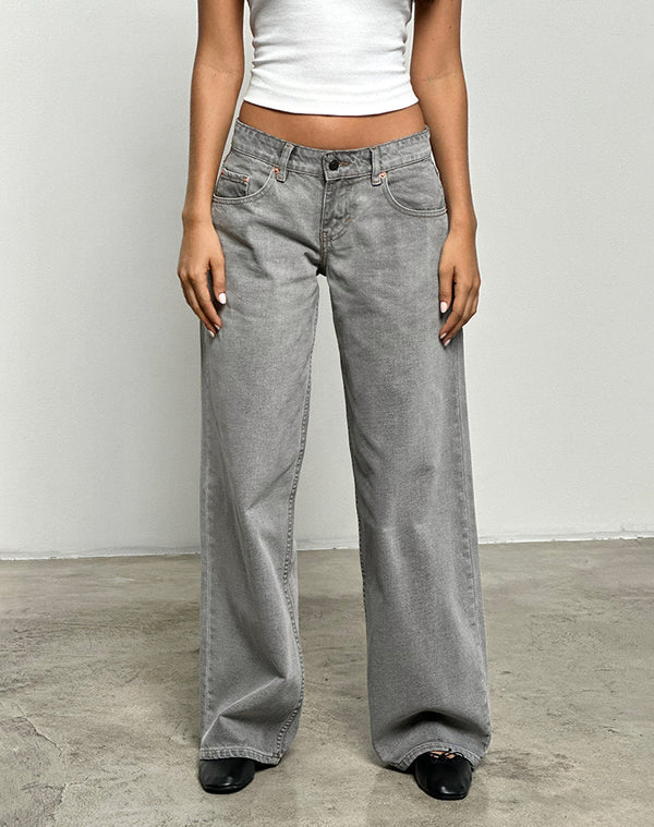 motel rocks Low Rise Roomy Jeans in Bleach Grey