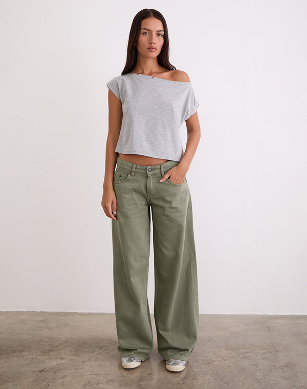 Motel Rocks Low Rise Roomy Jeans In Fern Green