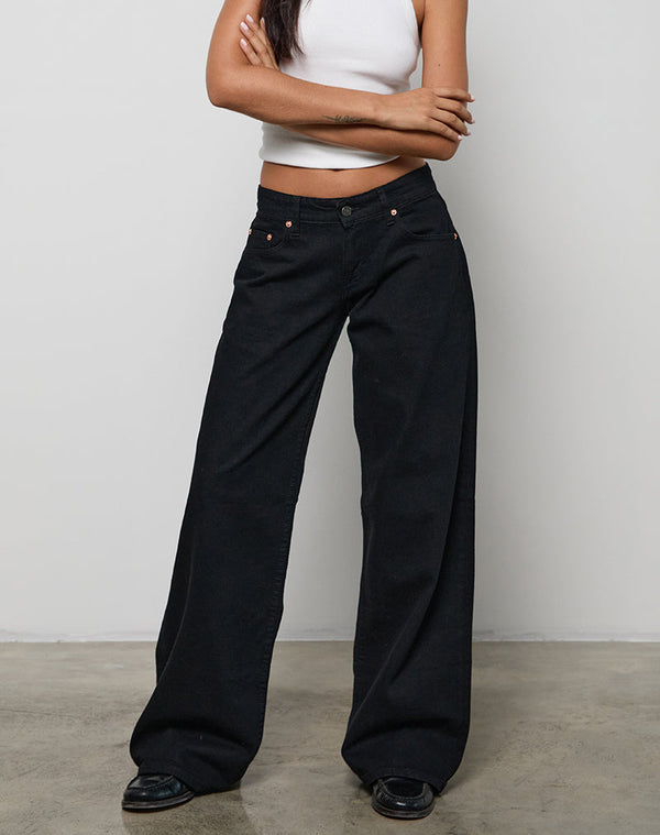 Motel Rocks Low Rise Roomy Jeans In Rinse Black