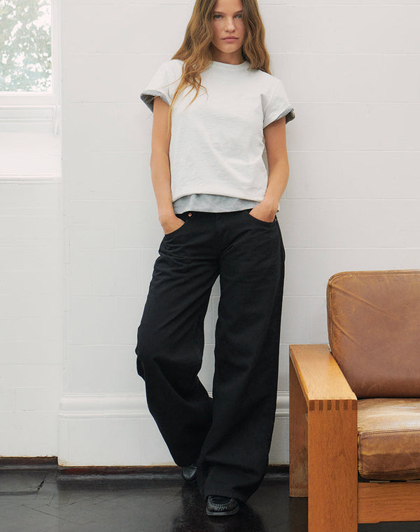 motel rocks Low Rise Roomy Jeans in Rinse Black