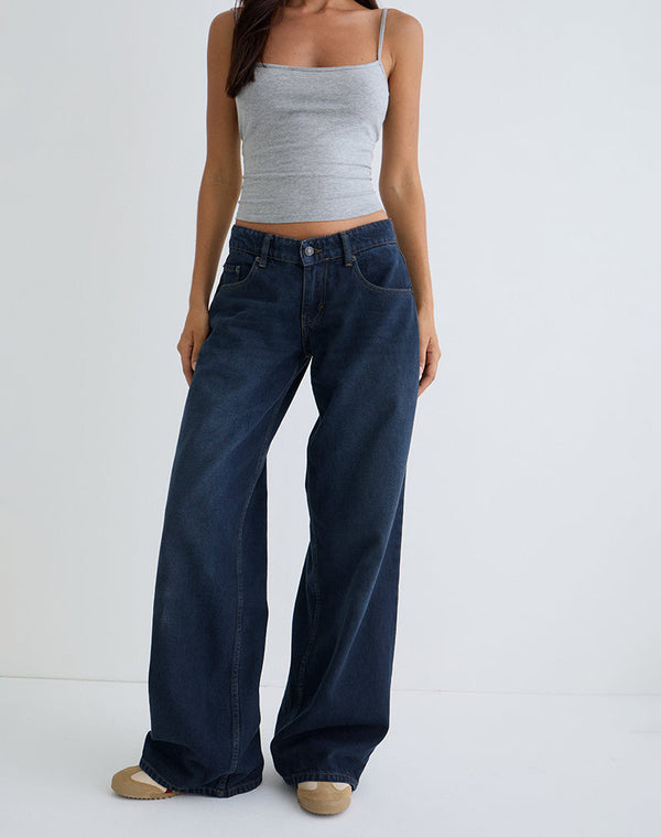 motel rocks Low Rise Roomy Jeans in Smokey Blue