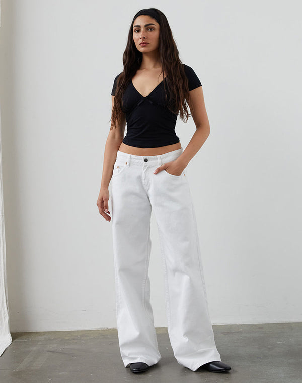 motel rocks Low Rise Roomy Jeans in True White