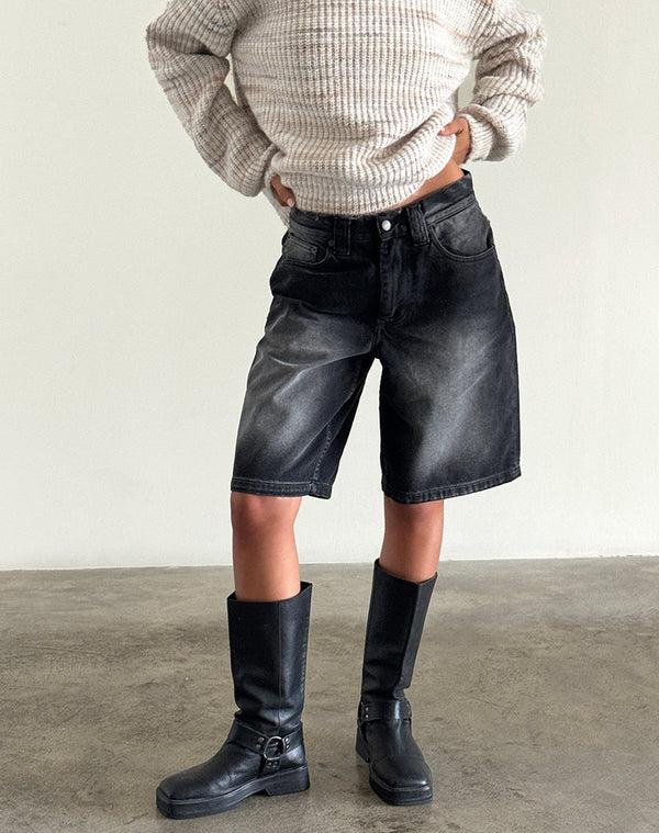 motel rocks Low Rise Skater Short in Extreme Black